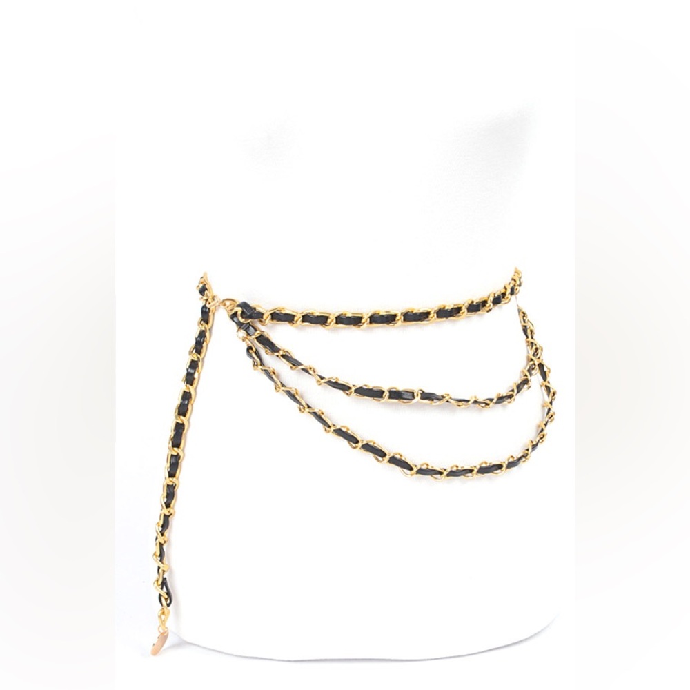 Plus Size Vegan Leather Chain Statement Belt